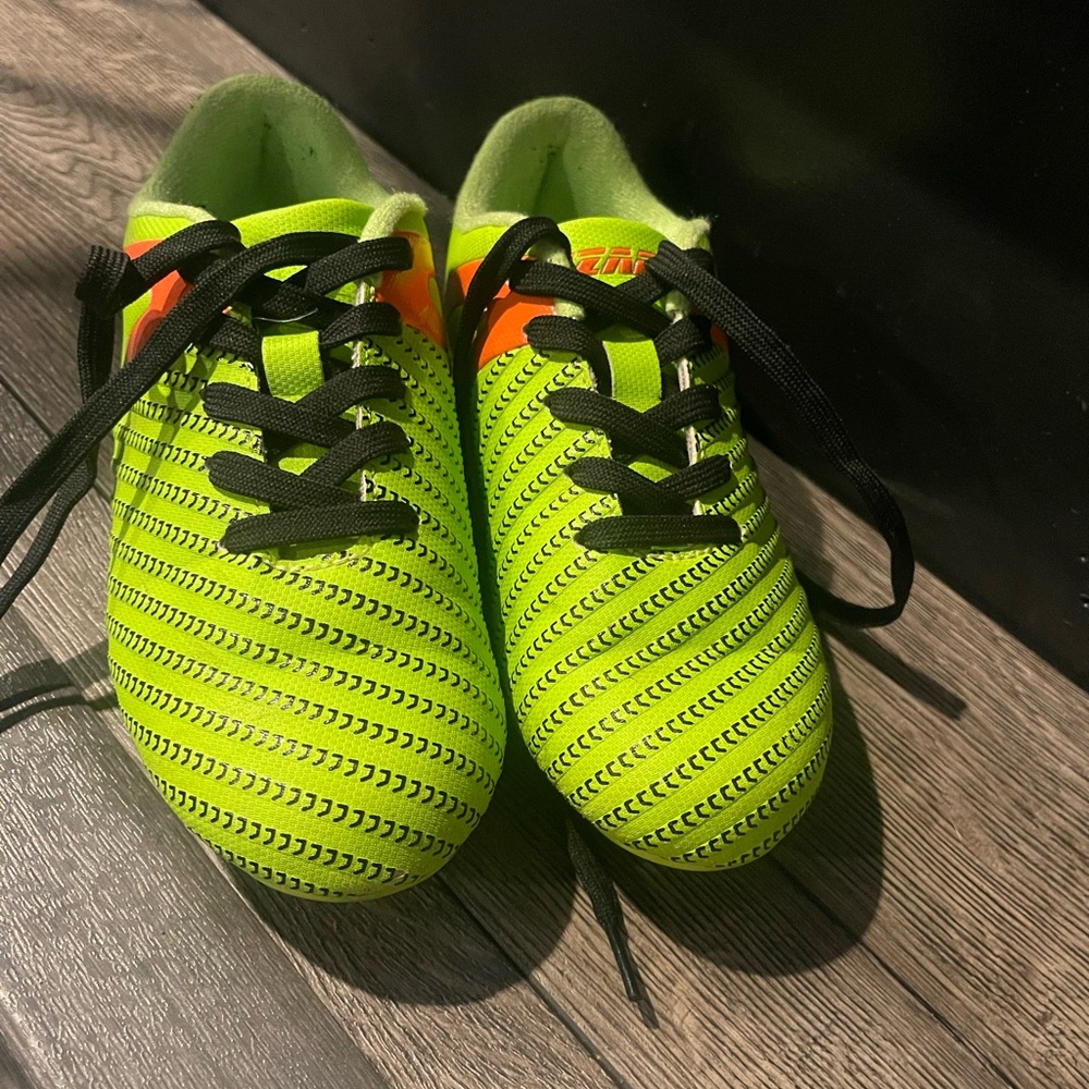 Neon Green and Black Kids Soccer Cleats